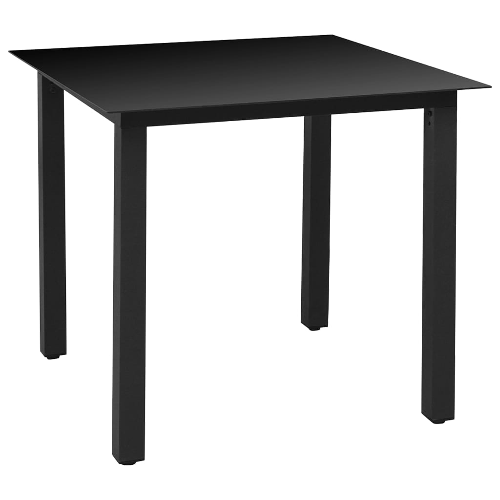 Black and brown 3-piece garden dining set by vidaXL, includes table and two chairs for outdoor dining.