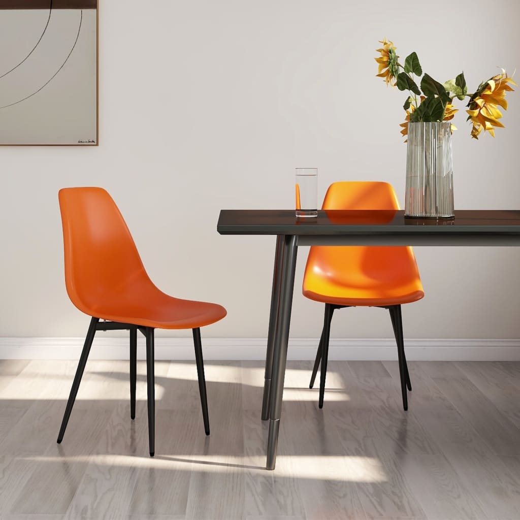 Set of two white PP dining chairs by vidaXL, showcasing sleek modern design with comfortable seats and sturdy construction.