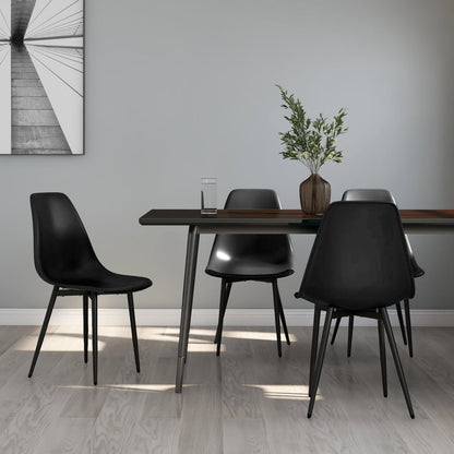 Set of two white plastic dining chairs by vidaXL with sleek, modern design and sturdy PP material for comfortable seating.