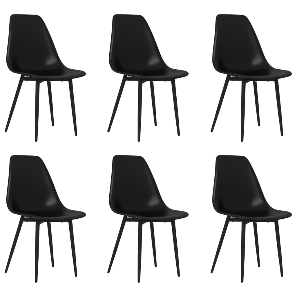 Pair of white vidaXL dining chairs made of durable polypropylene, featuring modern design and comfortable seating.