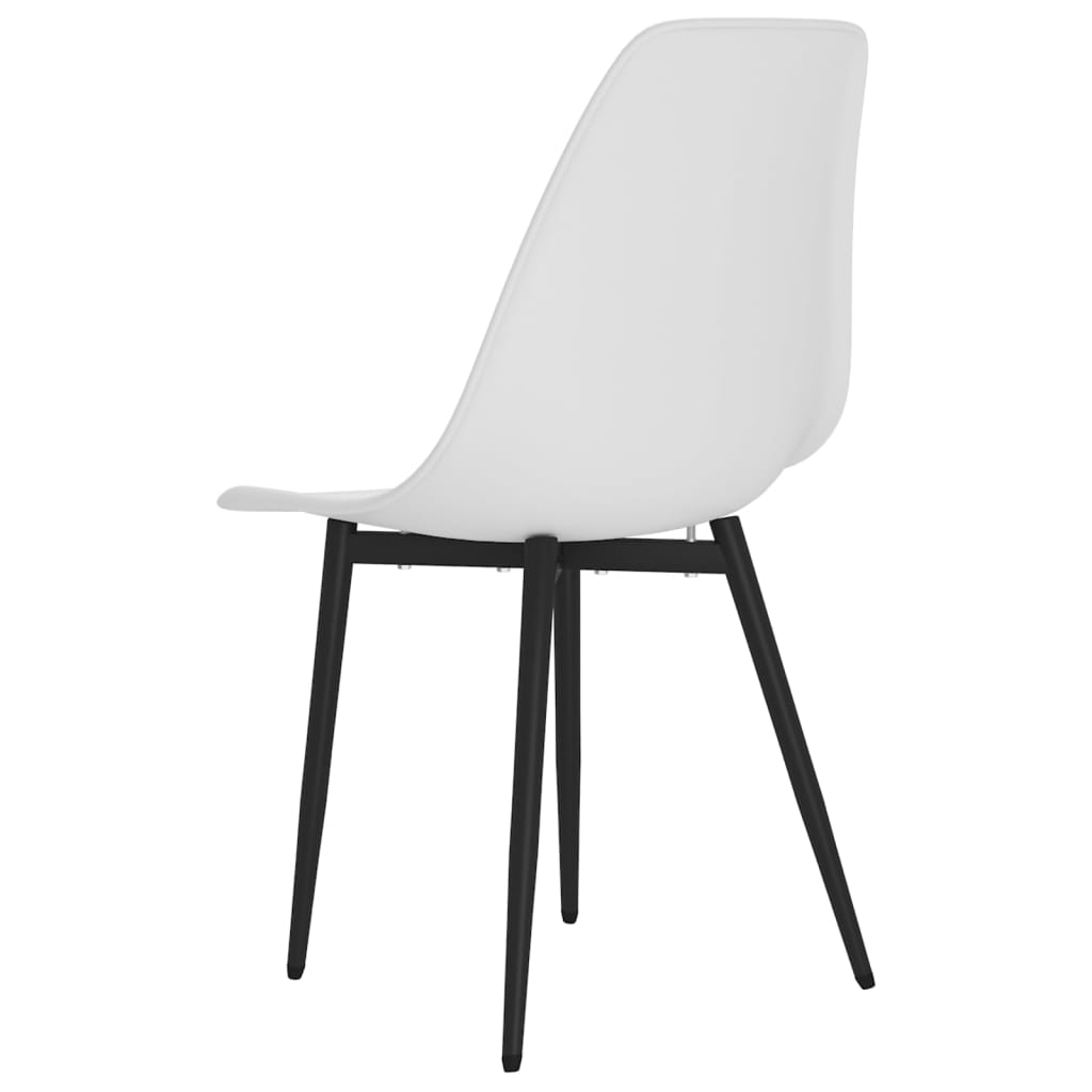 Two white PP dining chairs by vidaXL with sleek design, perfect for modern kitchen or dining room décor.