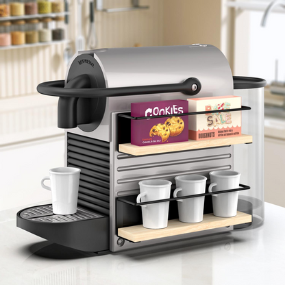 Two-piece Vinsani magnetic spice rack with wooden shelves for organized kitchen storage and spice display.