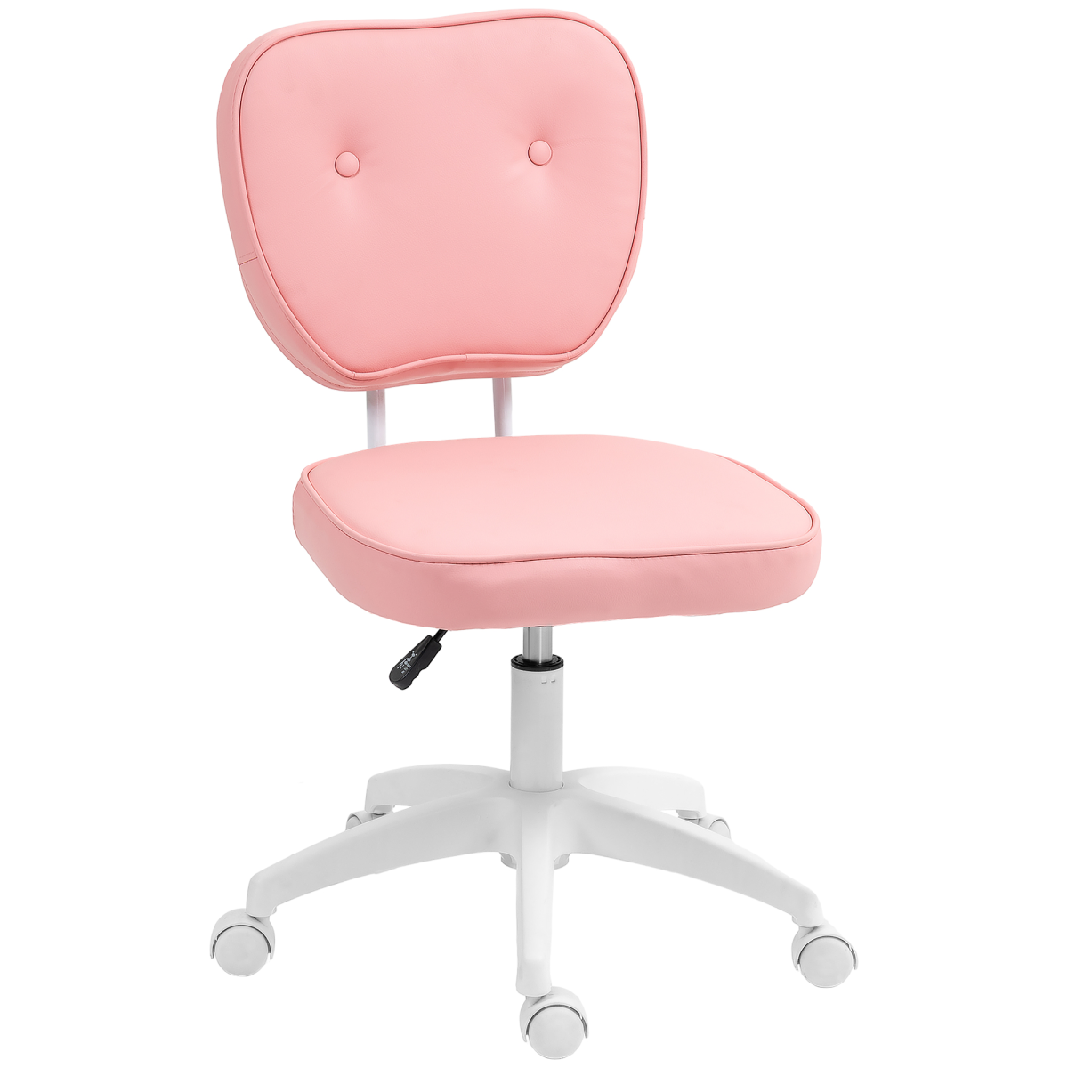 Pink Vinsetto kids swivel desk chair with adjustable height, cushioned seat, and PU leather upholstery for comfortable study time.