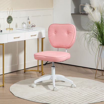 Pink Vinsetto kids swivel desk chair with adjustable height and PU leather upholstery, suitable for study or play.