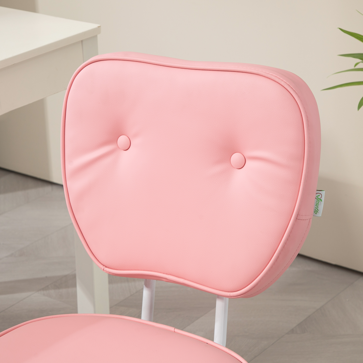 Pink Vinsetto kids swivel desk chair with adjustable height, PU leather seat and backrest, perfect for study and play.