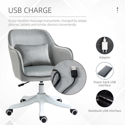 Vinsetto office chair with rechargeable electric vibration massage lumbar pillow and wheels for ergonomic comfort.