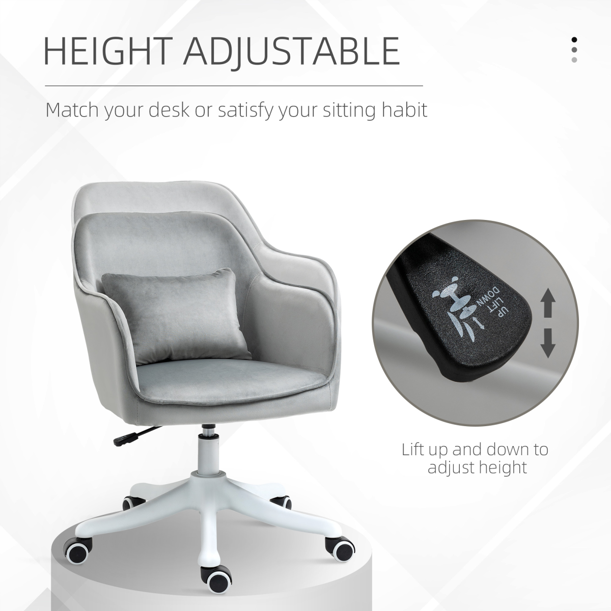 Vinsetto office chair with rechargeable electric vibration massage lumbar pillow and wheels for ergonomic comfort.