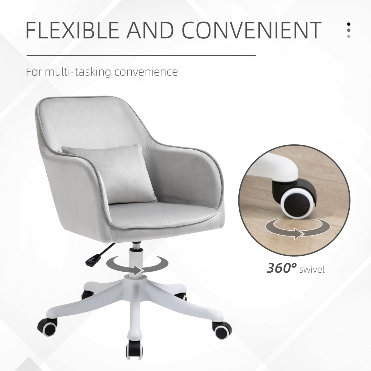 Vinsetto office chair with rechargeable electric vibration massage lumbar pillow and wheels for comfortable support.