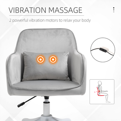 Vinsetto office chair with rechargeable electric vibration massage lumbar pillow and wheels, ergonomic seating for comfort and support.