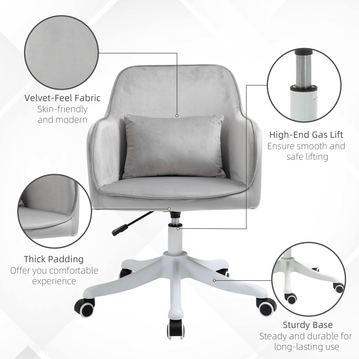 Vinsetto office chair with rechargeable electric vibration massage lumbar pillow and wheels for ergonomic comfort.